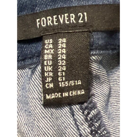 Forever 21 Dark Blue Skinny Jeans Stretch Denim Button Zipper Size 24 - Picture 4 of 4